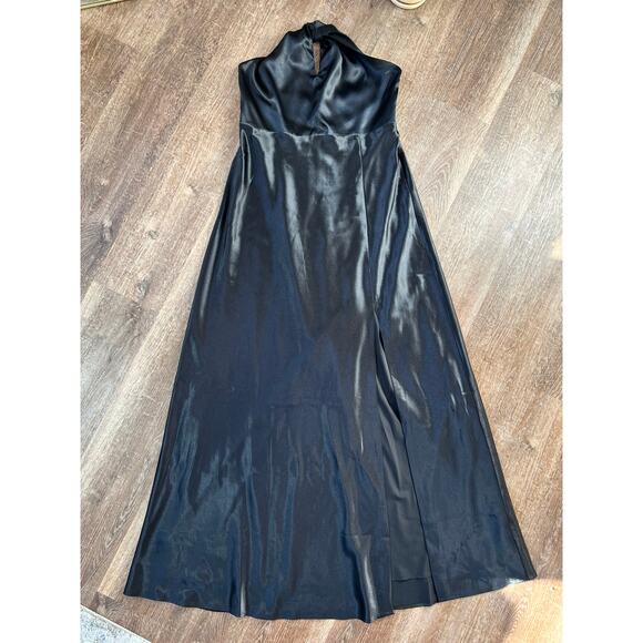 NWT Birdy Grey Monica Halter Satin Dress Black Bridesmaids Dress - Picture 2 of 8